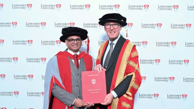 Dr. Naveen Salins awarded prestigious alumni award by Lancaster University