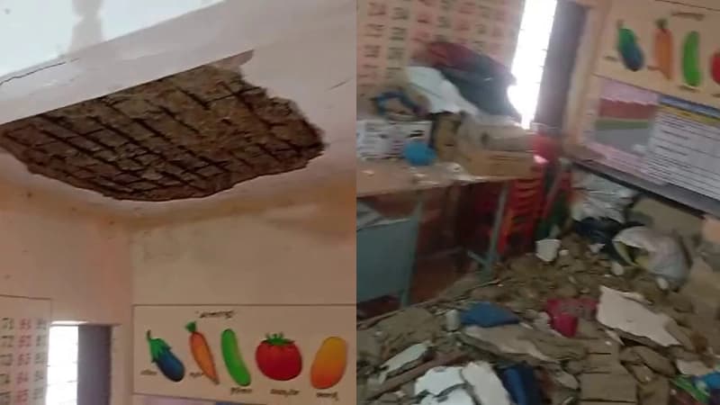 Plaster ceiling collapse injures four children at Kolar Anganwadi