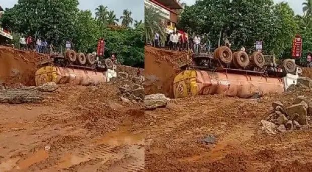 Gas tanker overturns near Kinnimulki, Udupi, authorities take swift action
