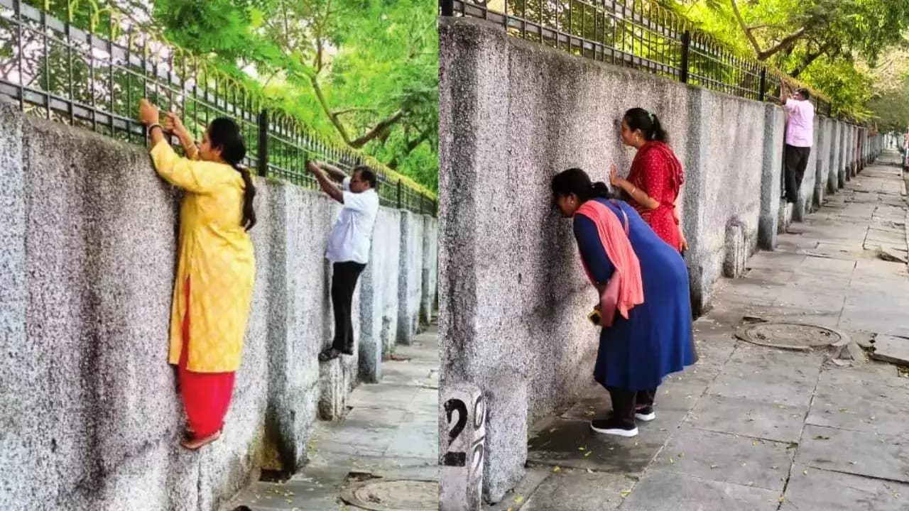 Viral Photograph Shows Parents Scaling School Wall During CBSE Class 10 Exams