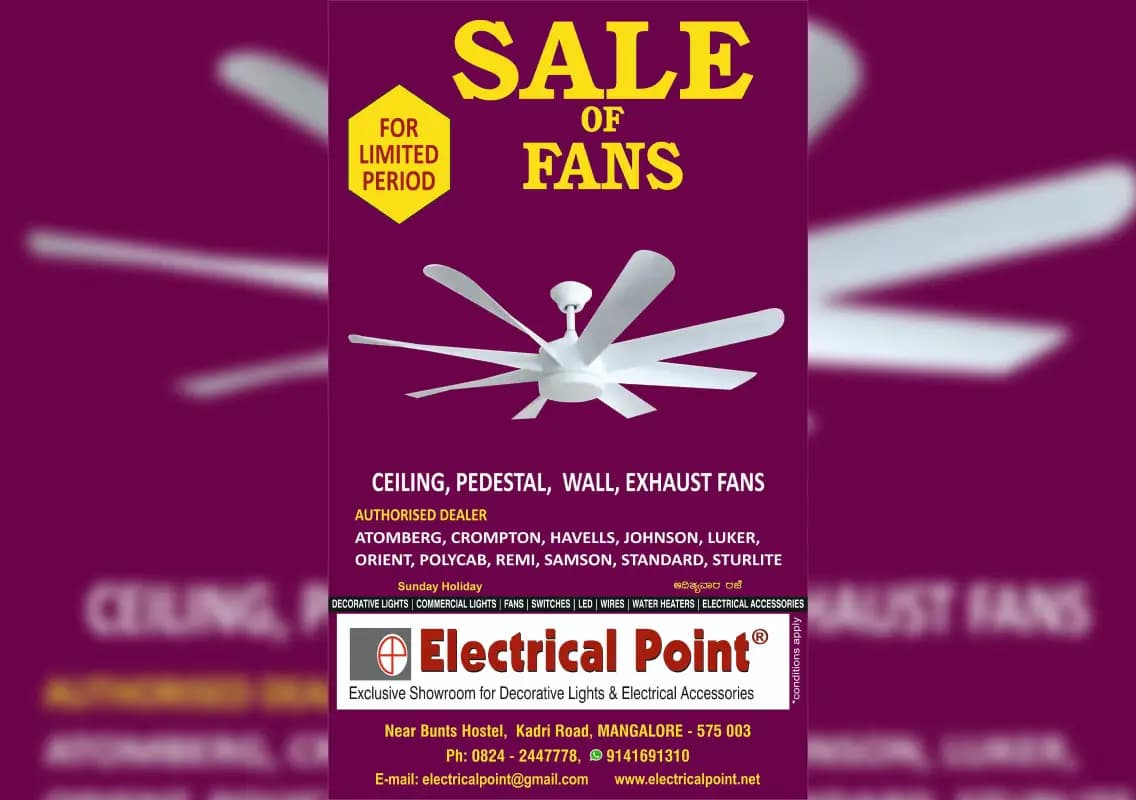 Beat the Heat with Electrical Point’s Limited-Time Fan Sale in Mangalore!