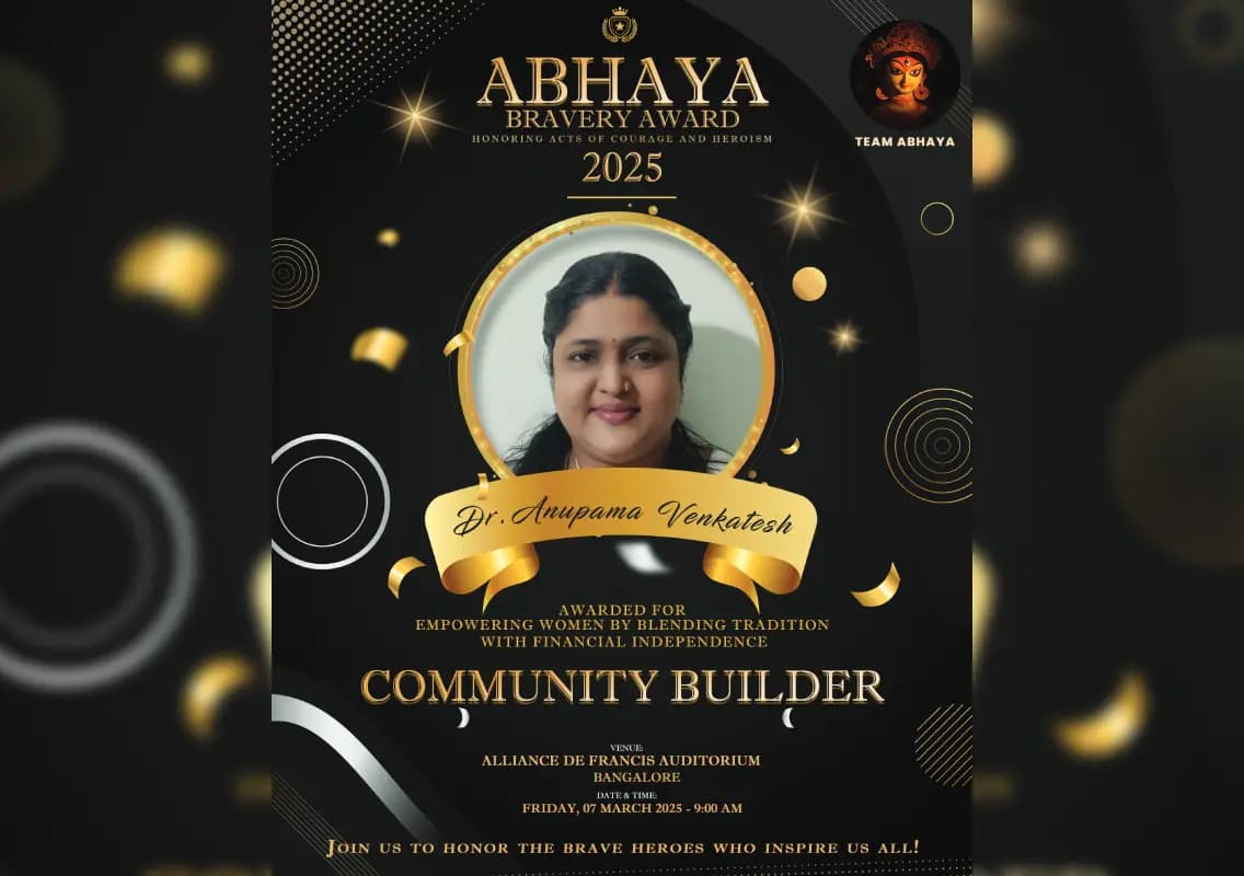 Dr. Anupama Venkatesh honoured with Abhaya Bravery Award