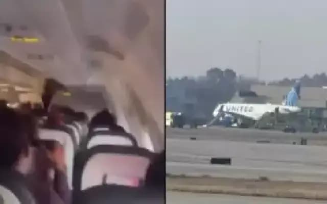 United Airlines Flight Erupts in Flames on Runway, Passengers Panic