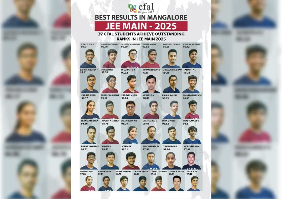 CFAL Student V Sai Vijval Karthik tops Mangalore in JEE Main