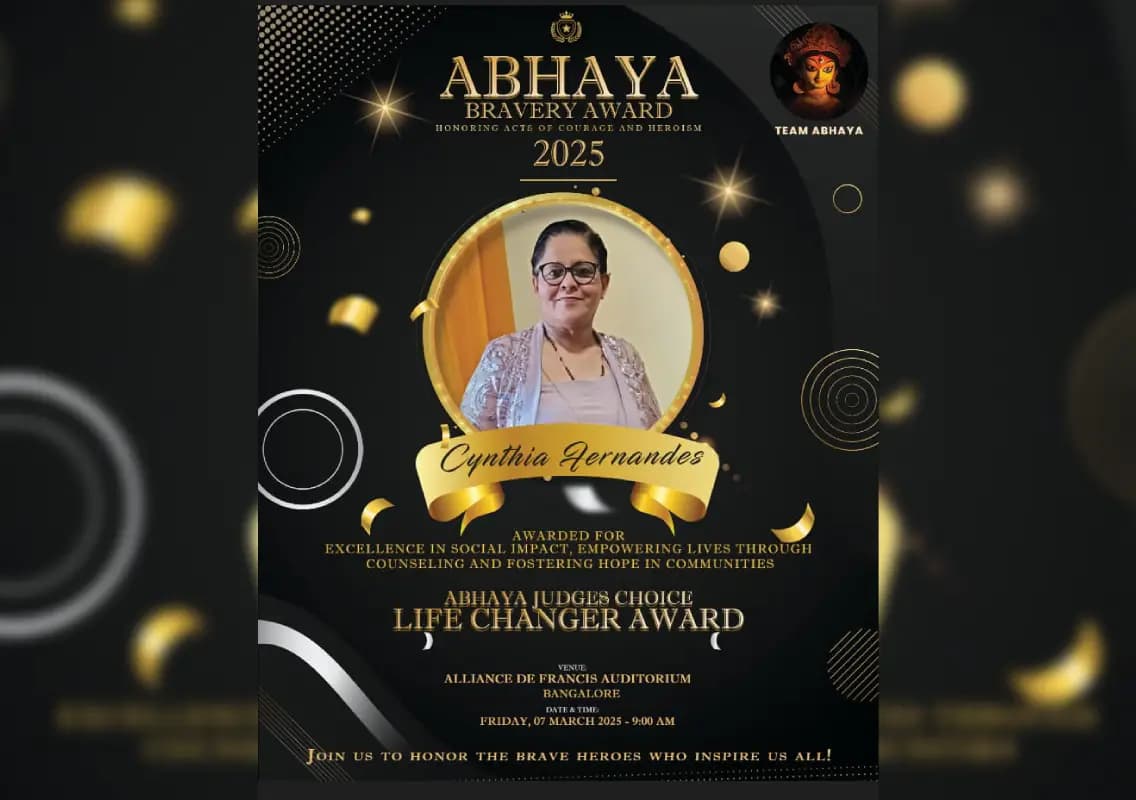 Cynthia Fernandes Honoured with Abhaya Bravery Award for Social Impact