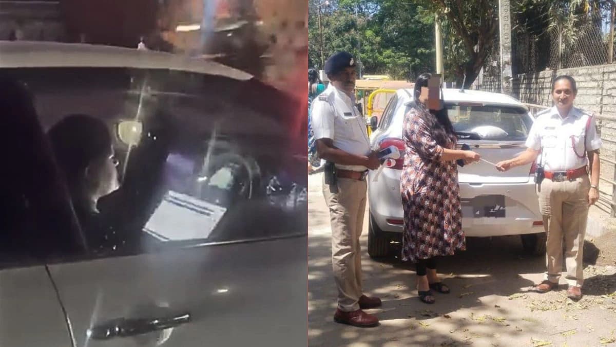 Bengaluru woman fined for working on laptop while driving