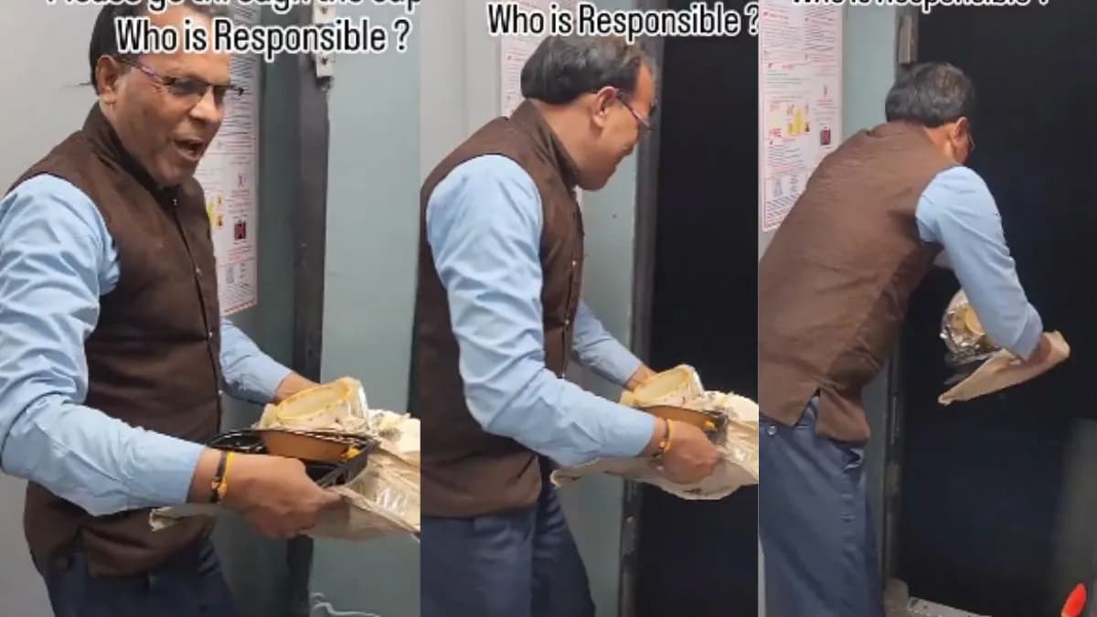 Indian Railways Employee Caught Tossing Garbage from Train, Sparks Outrage