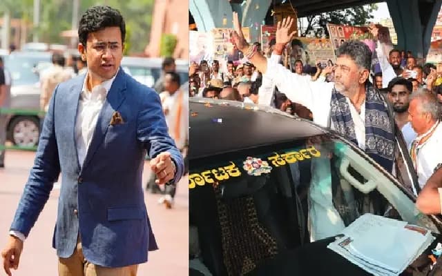 Pothole Politics: Tejasvi Slams DK Shivakumar Over Lavish Road Repair Launch