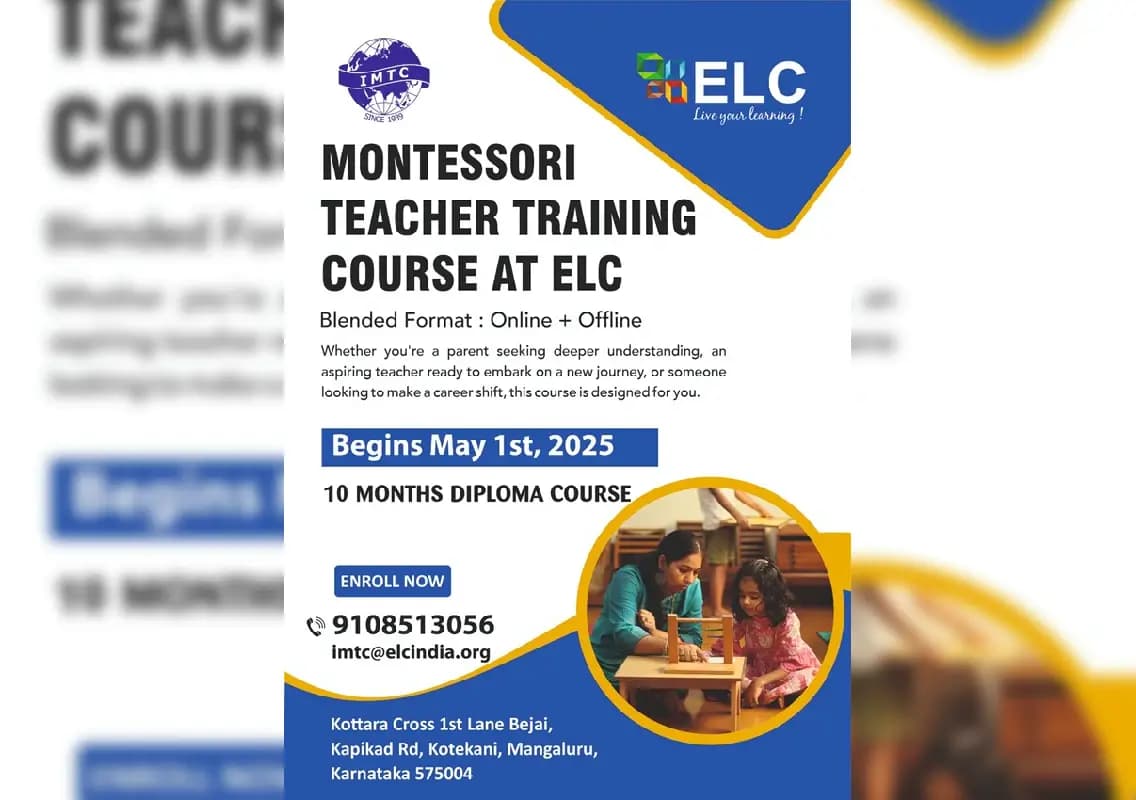 ELC Mangalore Announces Montessori Teacher Training Diploma Course in Collaboration with IMTC