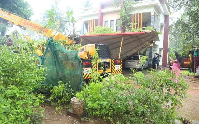 Massive Tree Crash Damages Home, Vehicles in Kundapur