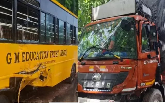 School Bus Rear-Ended by Lorry in Brahmavar; Students Sustain Minor Injuries