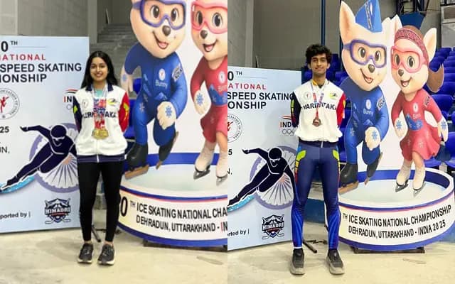 Sibling Duo from Mangaluru Shine at National Ice Skating Championship