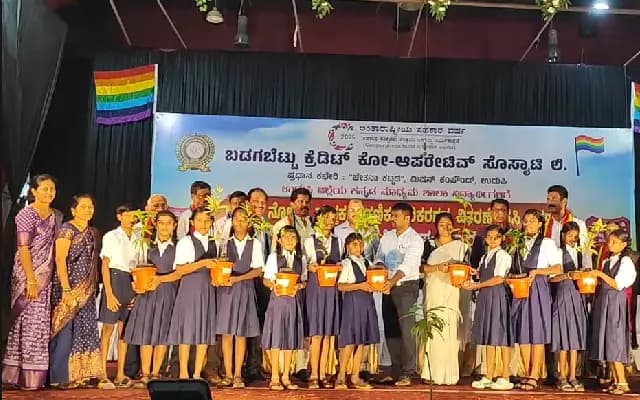 Badagabettu Society Supports Students with Free Study Kits & Green Pledge