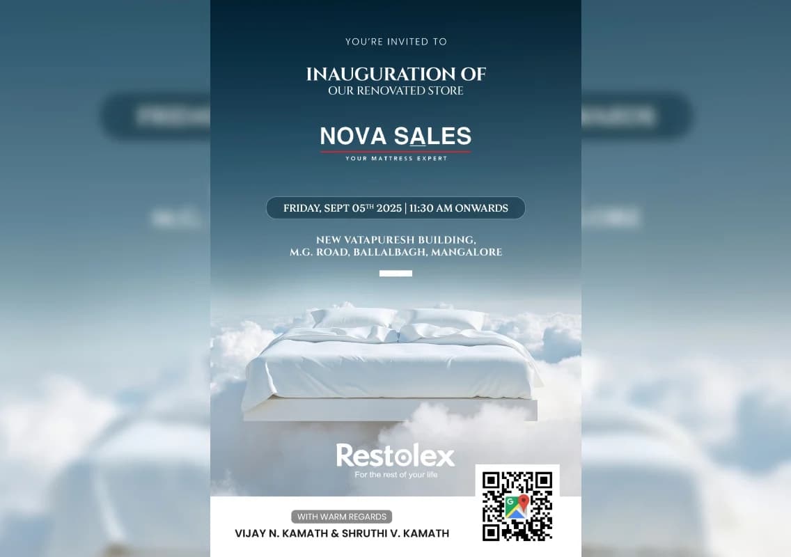 Facelift for Restolex Mattress Experience Centre in Mangaluru by Nova Sales