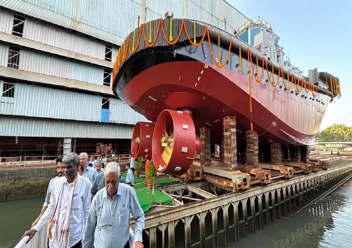 Udupi Cochin Shipyard launches first 70-tonne bollard pull tug for Ocean Sparkle Ltd