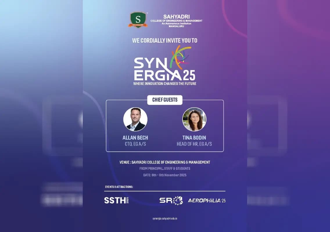 Synergia 2025 to showcase innovation and technology at Sahyadri Campus