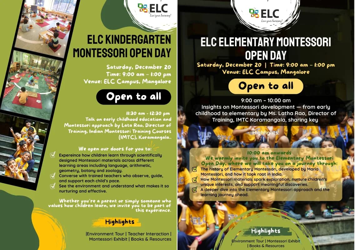 ELC, the only school in the Region with Montessori Elementary Environments, hosts Montessori Open Day on December 20