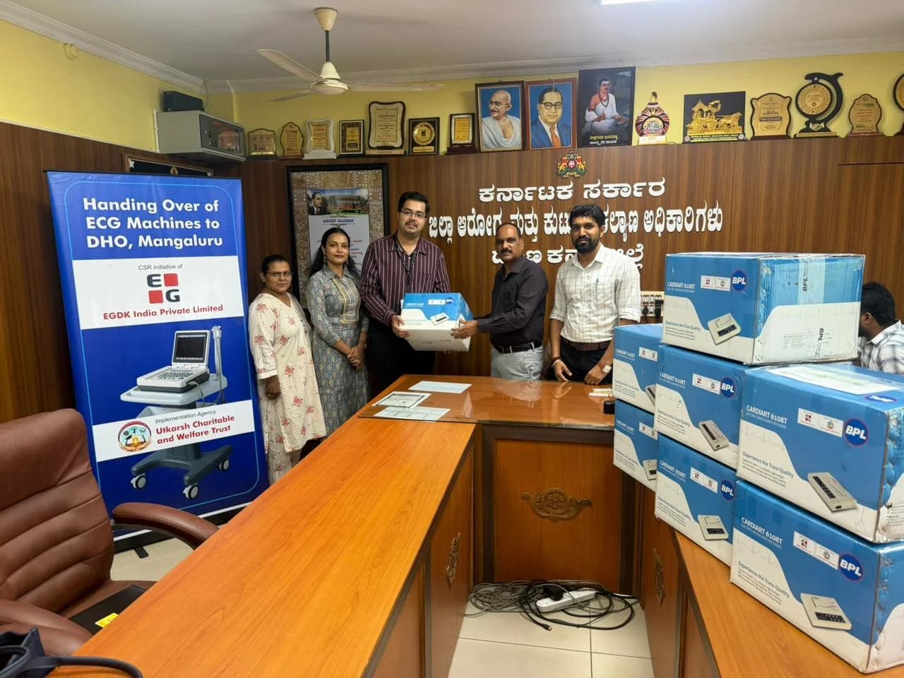 EGDK India hands over ECG machines to DHO Dakshina Kannada