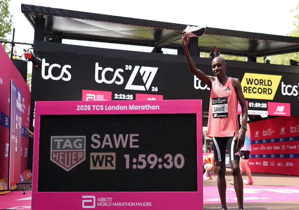 Sawe breaks marathon world record with sub-2-hour run