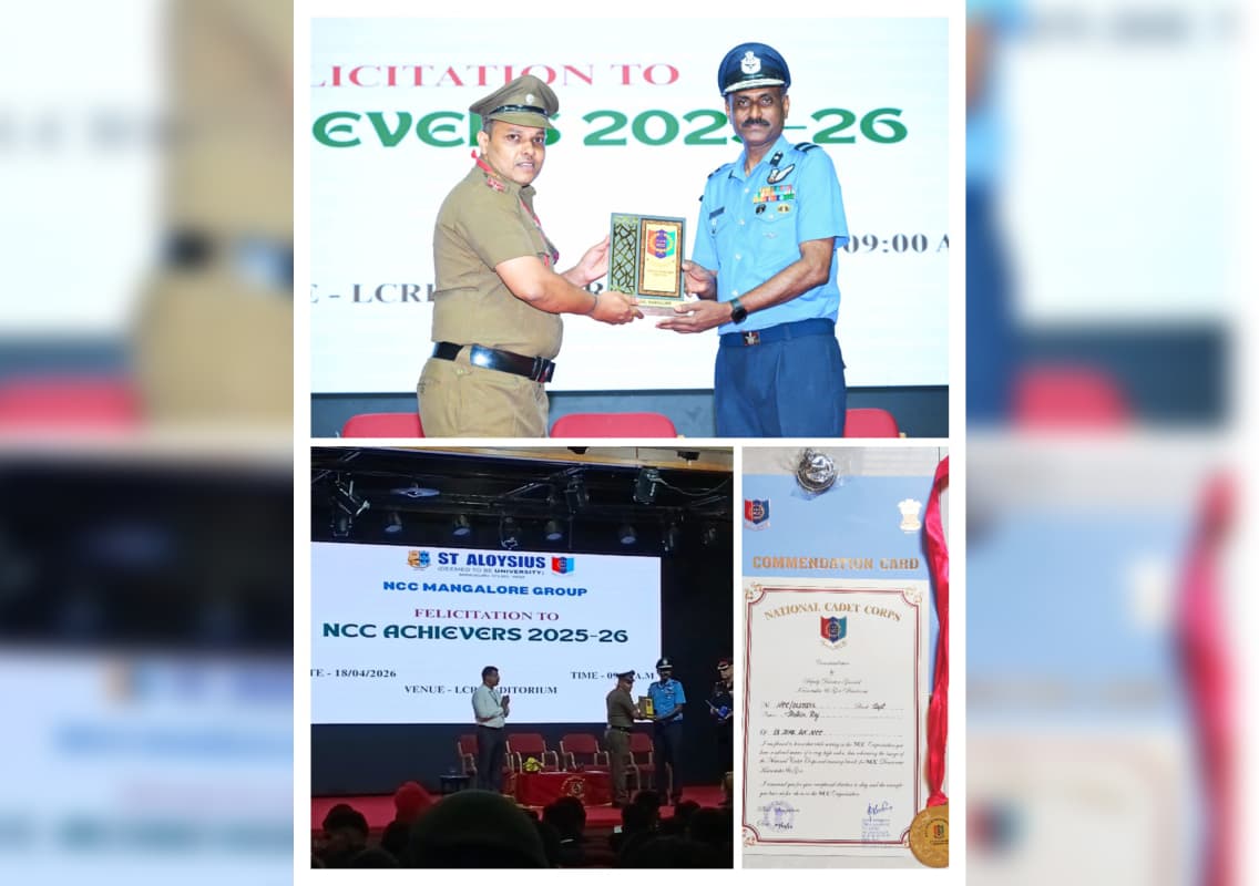 Capt Shakin Raj of St Aloysius University receives DDG NCC Commendation Award 2026