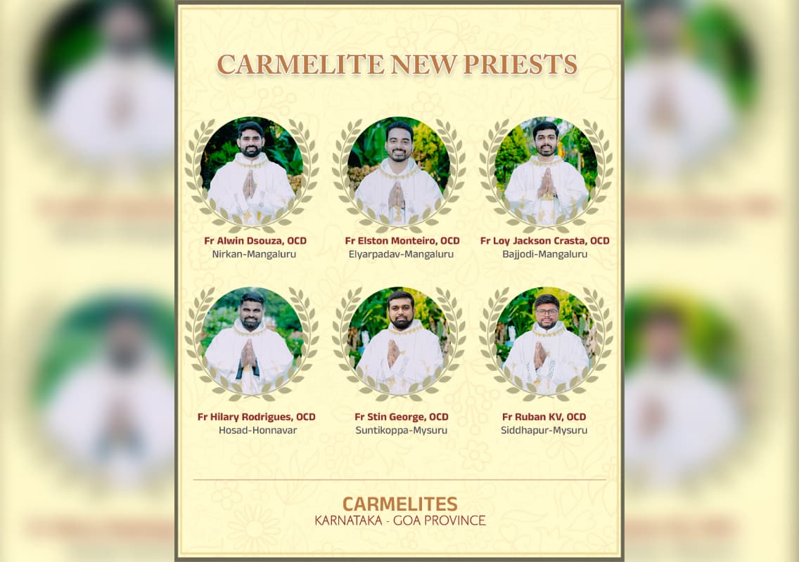 Four Discalced Carmelites ordained priests at Infant Jesus Shrine, Bikarnakatte