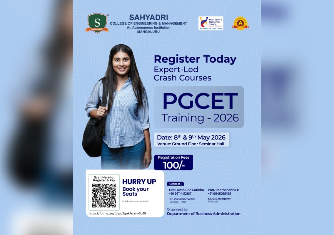 Sahyadri College to host PGCET 2026 training programme for MBA aspirants