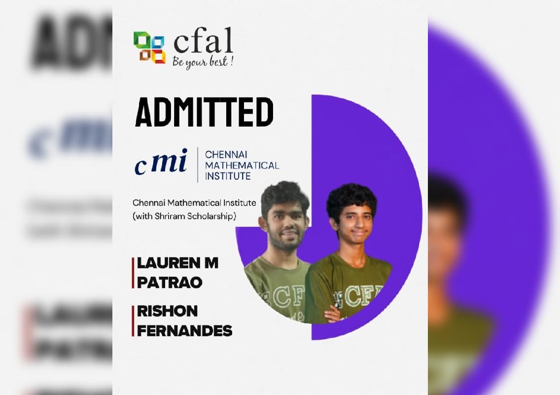CFAL Students Secure Admission to Chennai Mathematical Institute with the Shriram Scholarship
