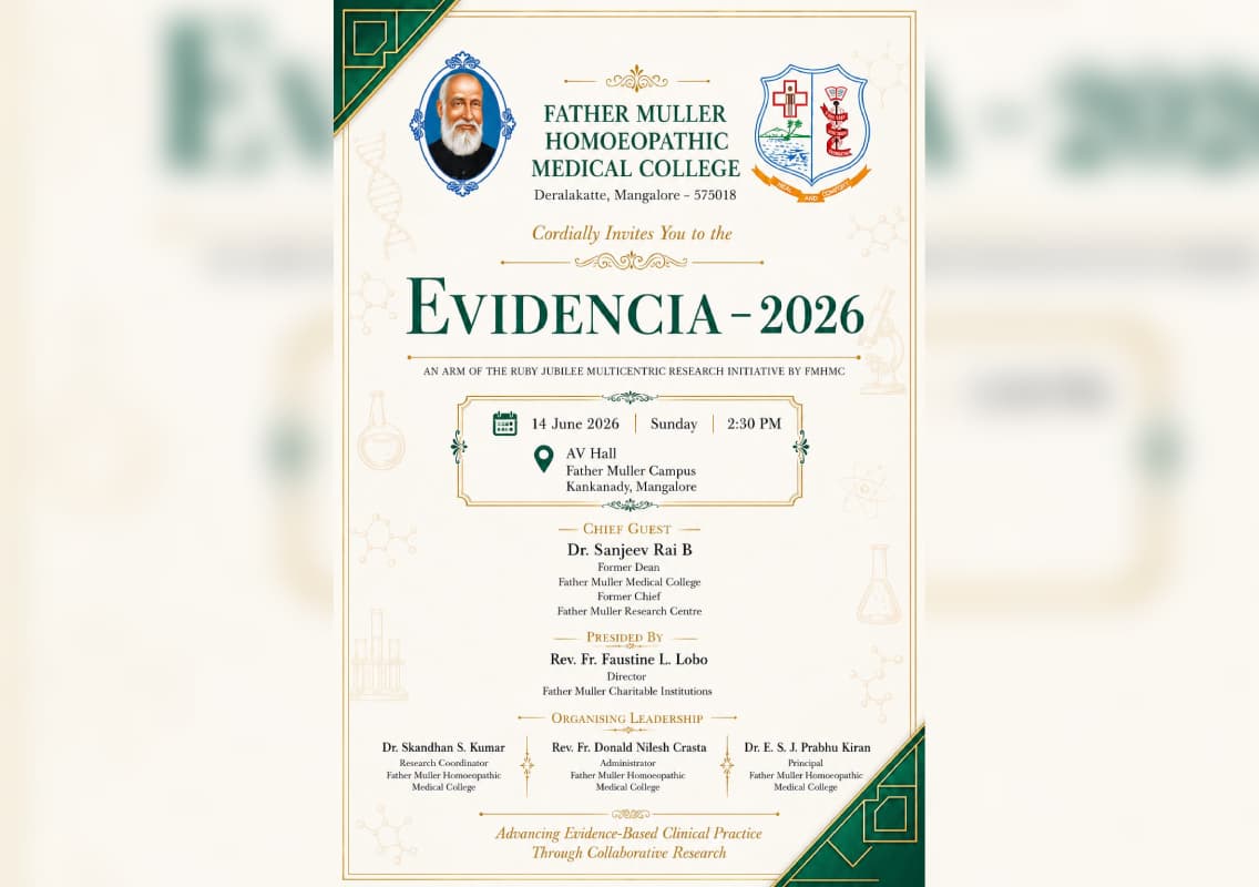 Father Muller to host EVIDENCIA 2026 workshop on multicentric homoeopathic research