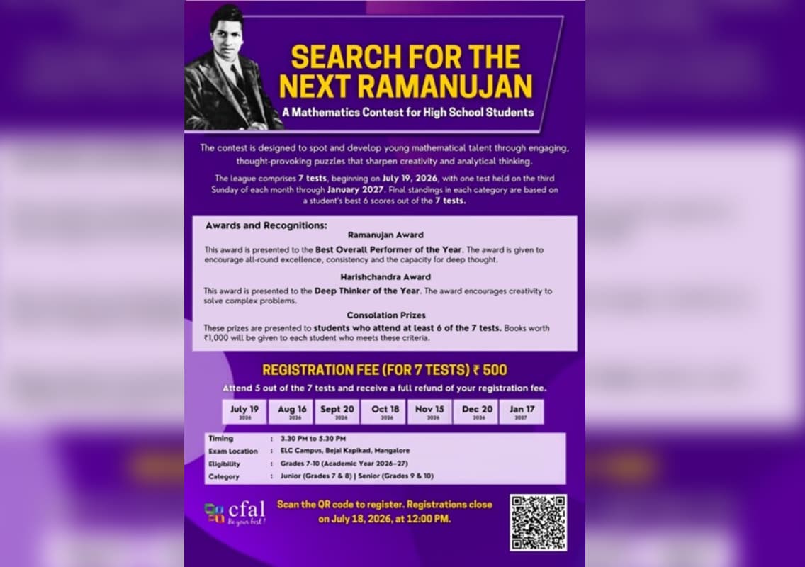 CFAL Launches “Search for the Next Ramanujan”: Mathematics League for Grades 7–10