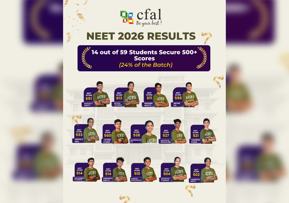 CFAL: 14 of 59 NEET 2026 Candidates Score Above 500, Three Cross 600