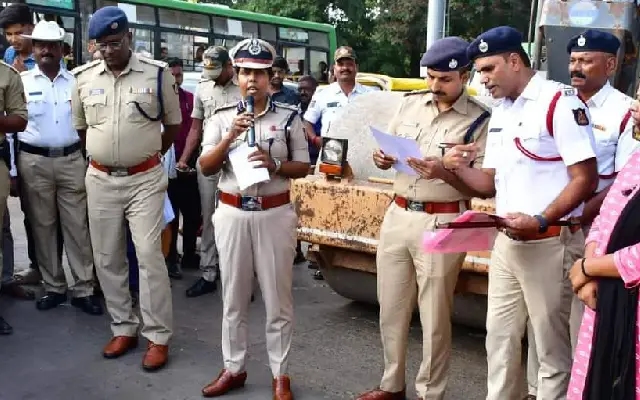 Dharwad Police Crush Tampered Silencers Worth Rs 12 Lakh with Road Roller - News Karnataka