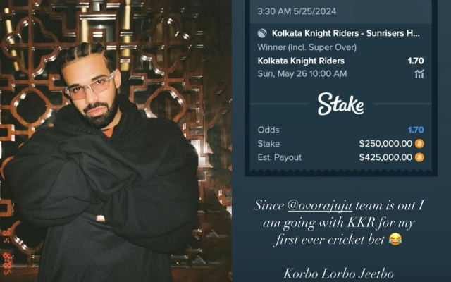 Rapper Drake Places First Cricket Bet on KKR for IPL 2024 Final vs SRH - News Karnataka
