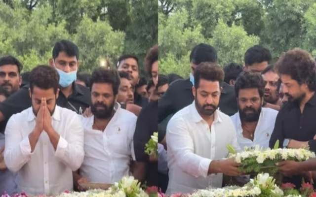Jr NTR Honors Grandfather NTR, Sits on Floor for 101st Birth Anniversary - News Karnataka