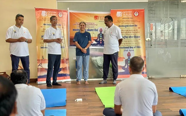 International Yoga Day Program Held at Bank of Baroda - News Karnataka