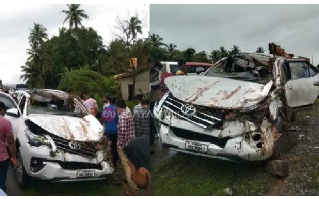Udupi: Brand New Toyota Fortuner Collides with Parked Bus on NH 66 - News Karnataka