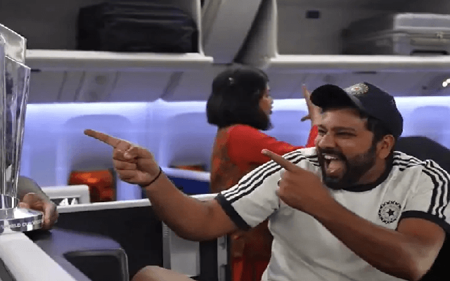 Rohit Sharma Leads Team India's Epic In-Flight Celebration - News Karnataka