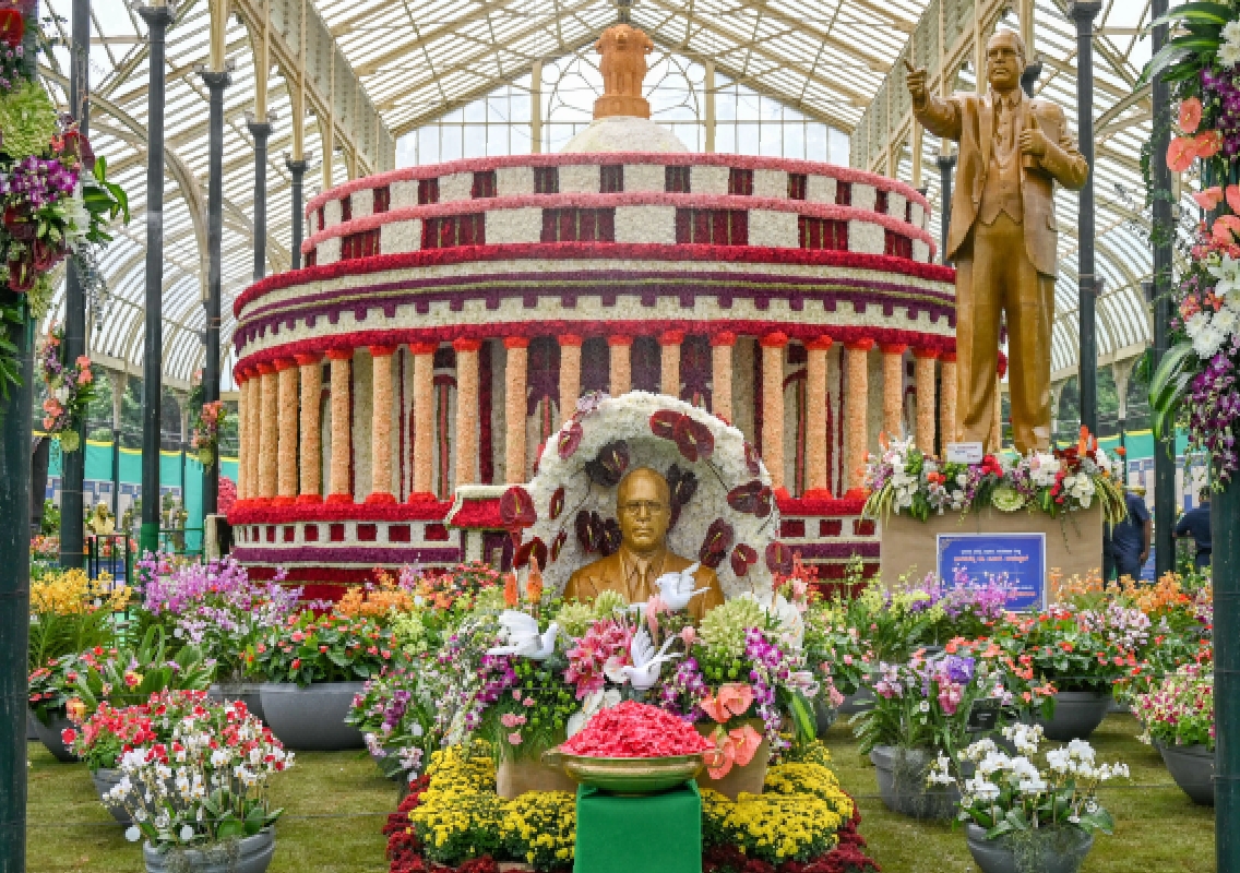 216th Lalbagh Flower Show in Bengaluru Features Stunning Tribute to Dr BR Ambedkar - News Karnataka