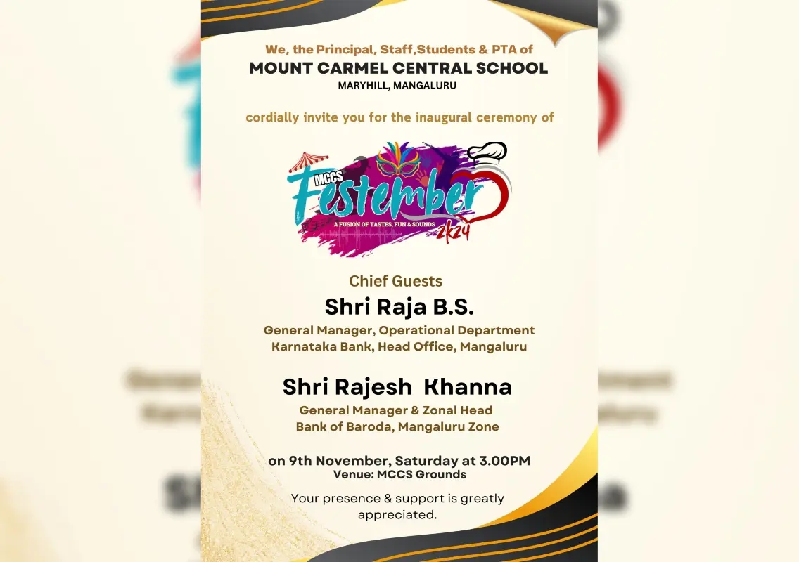 Mount Carmel Central School to host ‘Festember 2K24’ - News Karnataka