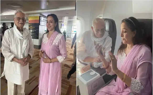Hema Malini Reunites with Gulzar During Flight, Shares Fond Memories - News Karnataka