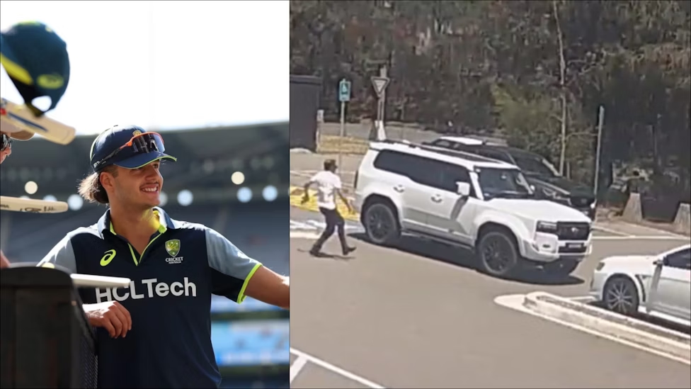 Fan crashes car in frenzy to click a selfie with Australian cricketer Sam Konstas - News Karnataka