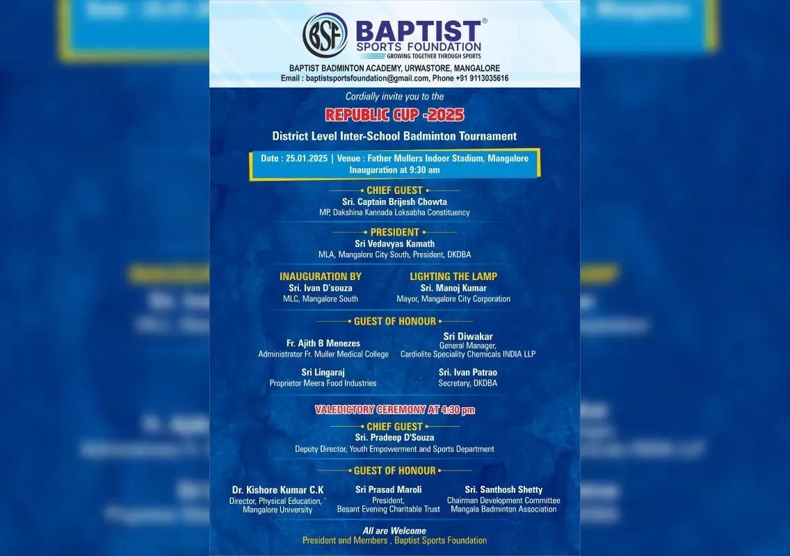 Baptist Sports Foundation to host Republic Cup 2025 - News Karnataka