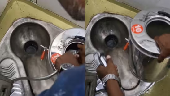 Viral Video of Man Washing Tea Container in Train Toilet Sparks Outrage - News Karnataka
