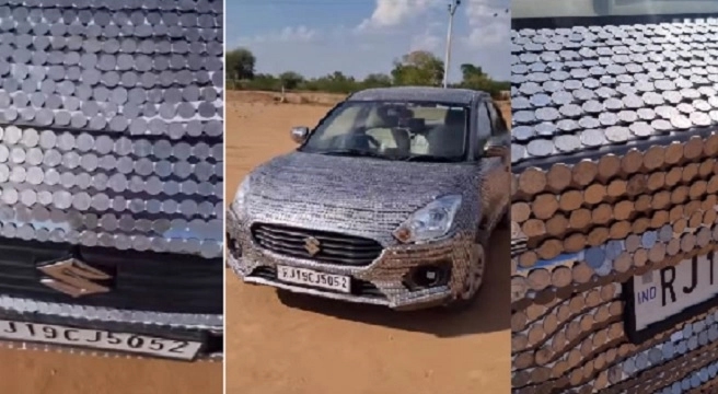 Man covers full car with money coins as decoration - News Karnataka