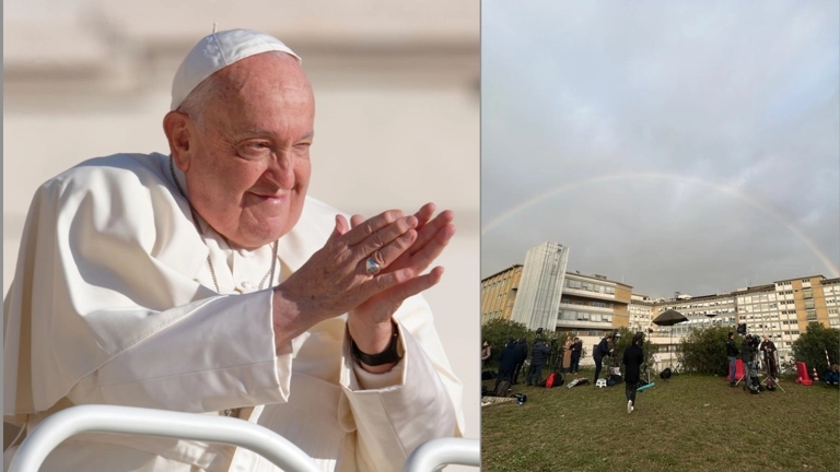 Rainbow appears over Pope Francis' hospital as he battles respiratory infection - News Karnataka