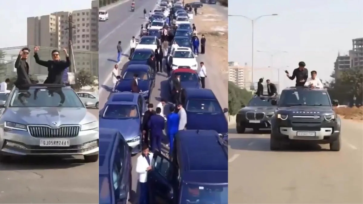 Students celebrate school farewell by bursting crackers from luxury cars - News Karnataka