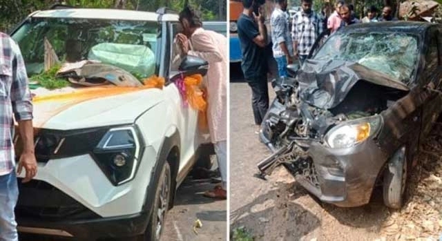 Wedding car loses control, meets accident on Mysuru highway - News Karnataka