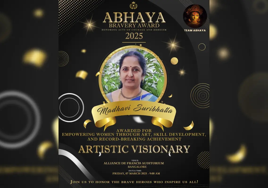 Madhavi Suribhatla honoured with Abhaya Bravery Award for empowerment - News Karnataka