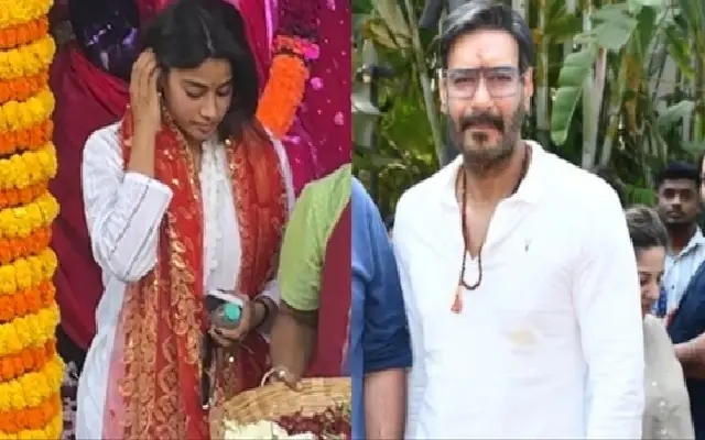 Ajay Devgn & Janhvi Kapoor Seek Blessings at Mumbai Temple - News Karnataka