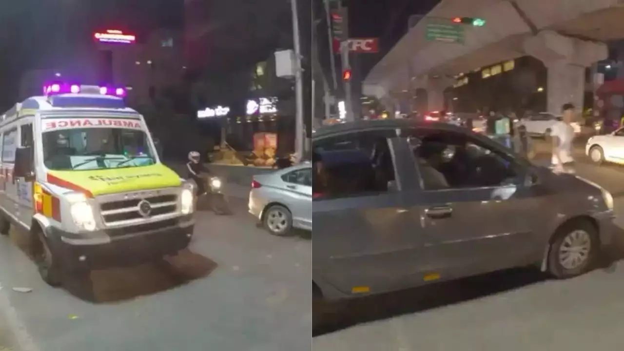When driver breaks traffic rules to allow ambulance to pass - News Karnataka