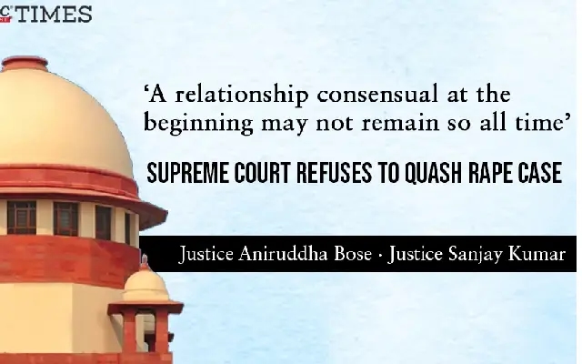 Supreme Court Rejects Rape Charge in Long-Term Live-In Relationship Case - News Karnataka